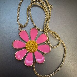 Vibrant Pink and Gold Daisy Necklace